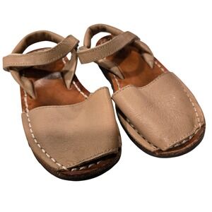 AVARCA POP Kids Leather Sandals Tan Open Toe Hook and Loop Size 25 EU 8c US